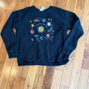 Topshop Black Sweatshirt with Celestial Design